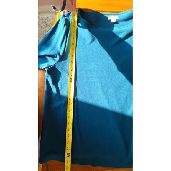 J. Jill Women's Ponte Knit Teal Blue/Green Tunic SZ XL With Side Buttons - Picture 13 of 14